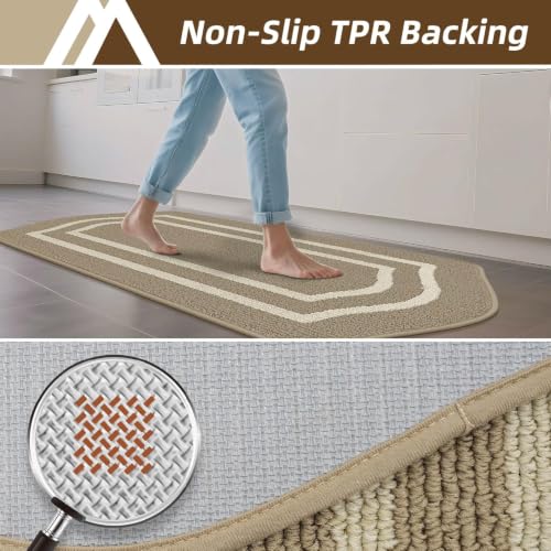 Kitchen Rugs and Mats 24"x59" Non Slip Kitchen Mats for Floor (Beige / 24"x 59 ")