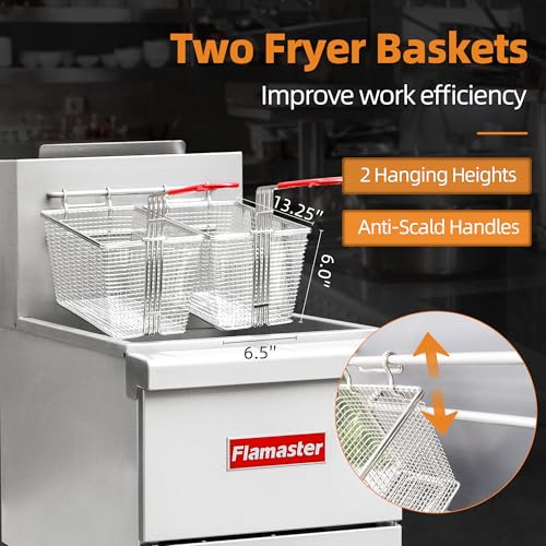 Commercial Gas Floor Fryer with 2 Baskets (Liquefied Gas 40 lb)