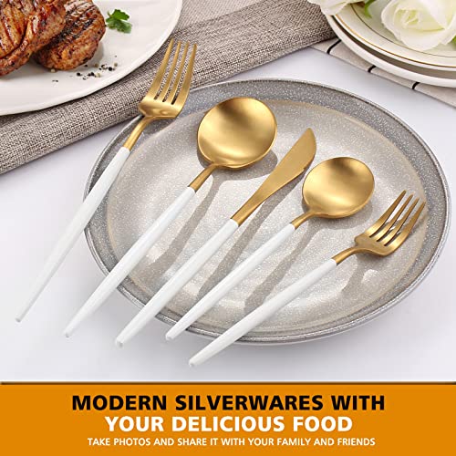 Matte White Gold Silverware Set (Whitegold / 40-piece)