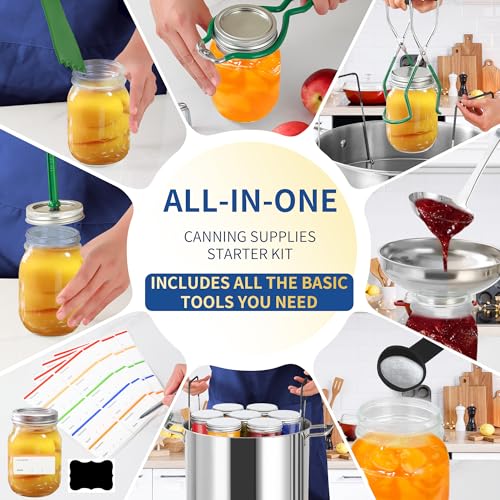 Canning Supplies Starter Kit with Canning Rack (11-Pcs Rack Set / DeGreen)