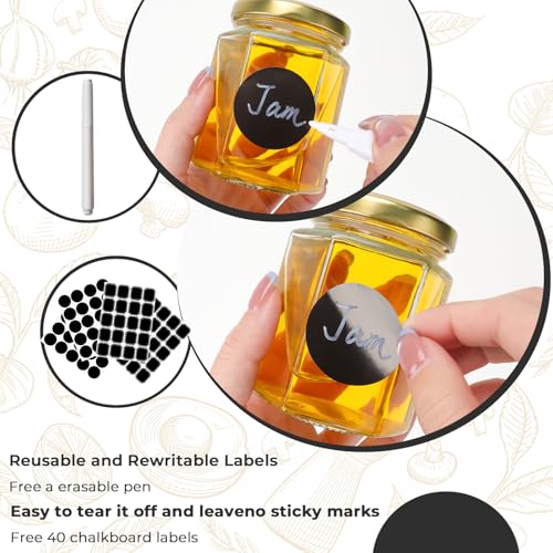 20 Pack 9 oz Clear Hexagon Glass Jars with Gold Lids (9 oz Glass Jars with Gold Lids - 20 Pack)