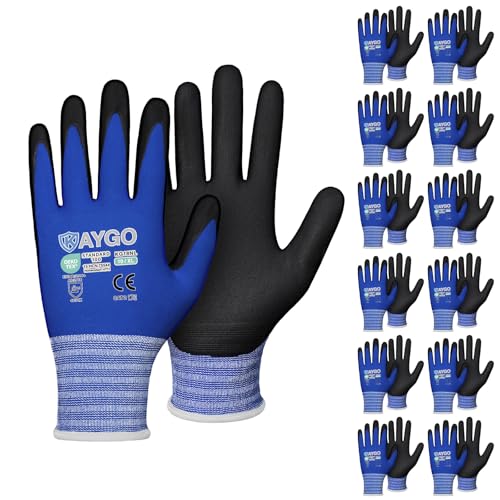 Safety Work Gloves MicroFoam Nitrile Coated (12 Count)