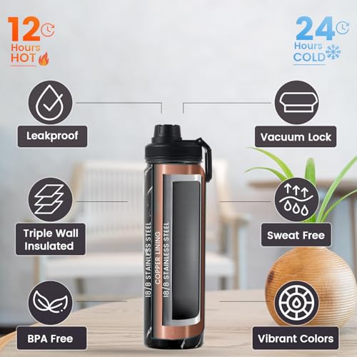 Tea Infuser Water Bottle 22 Oz (Marble / 22 Ounces)