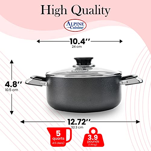 5 Quart Non stick Stock Pot with Tempered Glass Lid and Carrying Handles (5-Quart Stock Pot / Standard Packaging)