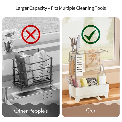 2 Tier Sponge Holder for Kitchen Sink Caddy Organizer (Off-White 2)