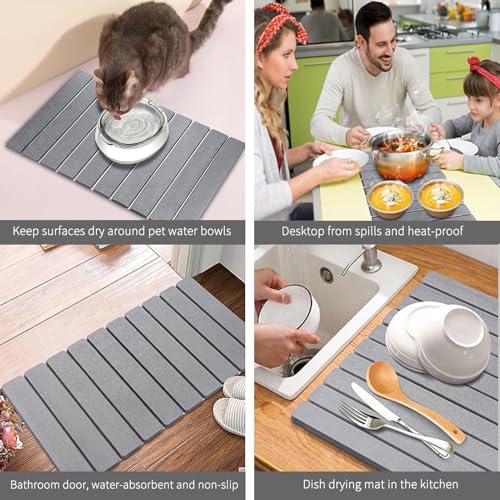Stone Drying Mat for Kitchen Counter (Medium Gray B / 23.6" x 15.4")