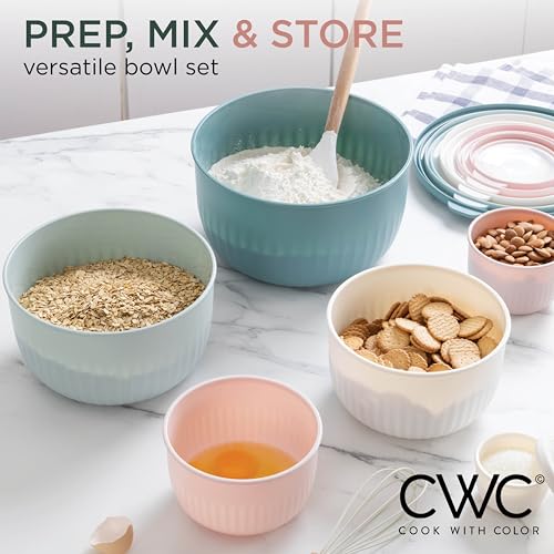Prep Bowls with Lids (Teal and Pink / 12 Piece Set - Deep Bowls)