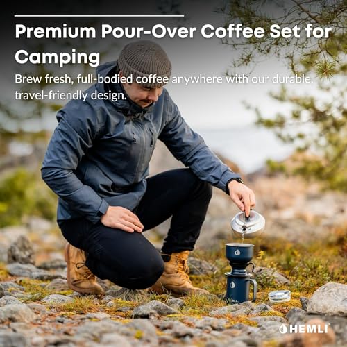 16 oz Pour Over Camp Coffee Maker Set (Blue)