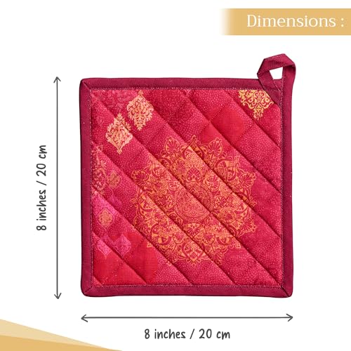 Pot Holders 100% Cotton Potholders (045 - Versailles / 8" x 8" (Pot Holder Pack of 2))