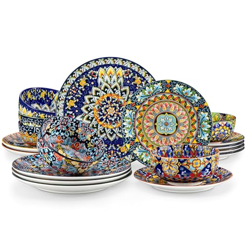 18 Pieces Dinnerware Sets (Service for 6 (18 Pcs) / Bohemian Style)