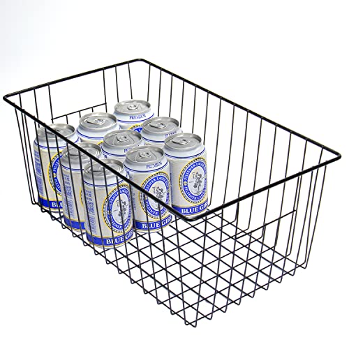16inch Freezer Wire Storage Organizer Baskets (15.9in x 9.8in x 7in(4Pack) / Black, 4Pack)