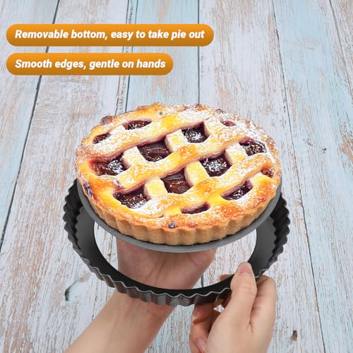 Tart Pan 8 Inch (Black-Round-4 pack / 8 Inch)