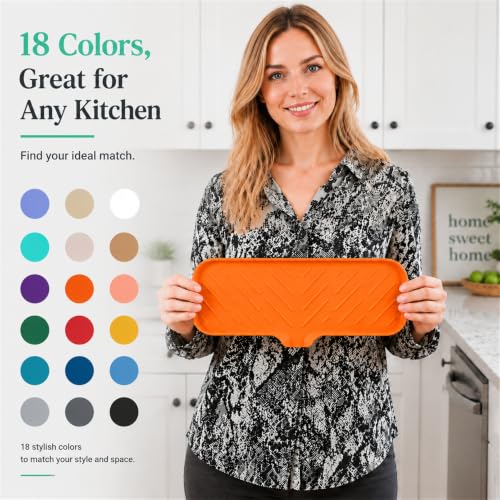 Silicone Soap Dish with Drain Spout (Orange / L(12"×4"))