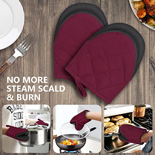 1 Pair Short Oven Mitts (Dark Red)