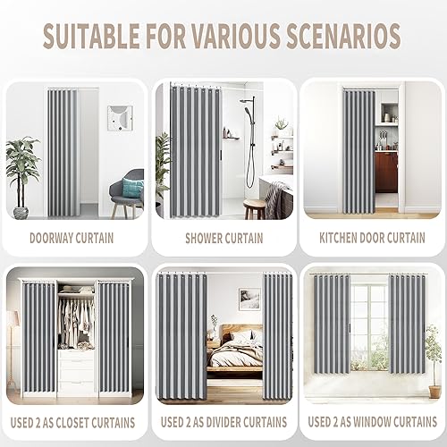Closet Curtain for Open Closet (Grey / 39"W x 78"L (Pack of 1))