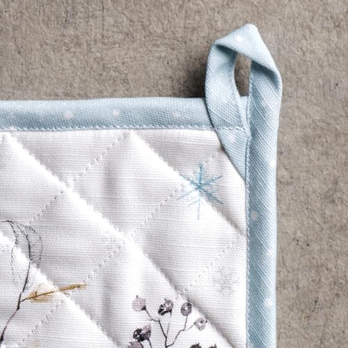 Pot Holders 100% Cotton Potholders (074 - Ice Florals / 8" x 8" (Pot Holder Pack of 2))