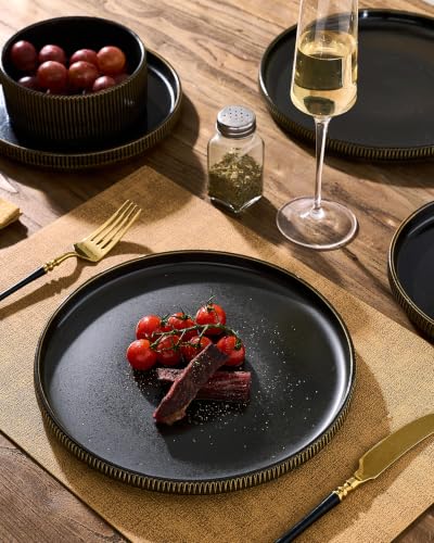 Dinnerware Set for 6 (Black/Gold)