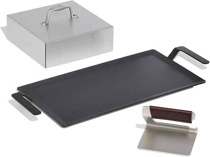 Made In Cookware | Carbon Steel Griddle and Grill Press Set with Half Lid - (Like Cast Iron, but Better) | Professional Cookware | Crafted in Sweden | Induction Compatible