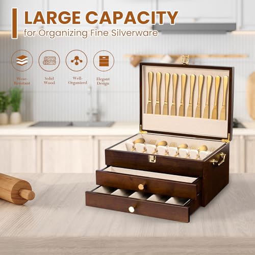 Silverware Storage Box (3 Layer Walnut)