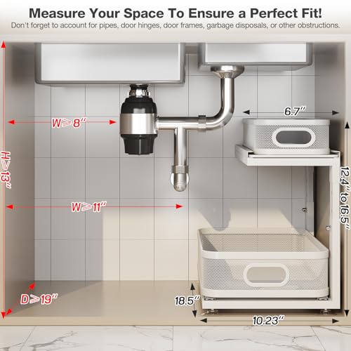 2 Pack 18.5IN (White / 2 Pack-18.5"Dx12.4"-16.5"H)