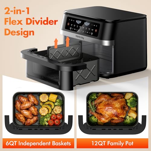 12QT Dual Basket Air Fryers with Dvider & 50PCS Paper Liners (12 Quart)