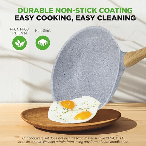 22 Pc Ceramic Cookware Set (Moon Grey Marble / 22pc Set)