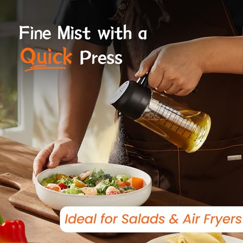 16oz 470ml Glass Olive Oil Sprayer for Cooking (Black)