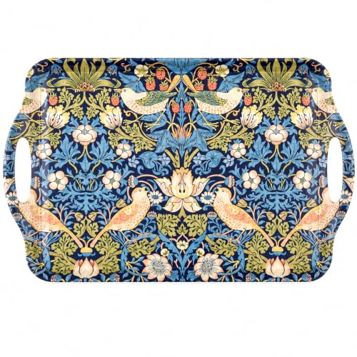 Morris & Co Strawberry Thief Blue Tray with Handles (18.9" x 11.6" x 1" / Blue Strawberry Thief)
