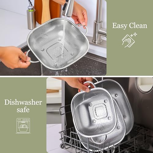 6QT Square Stainless Steel Colander (6QT)
