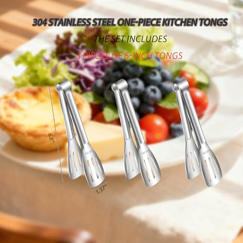 Stainless Steel Kitchen Tong Set (6inch / 3Pcs Silver)