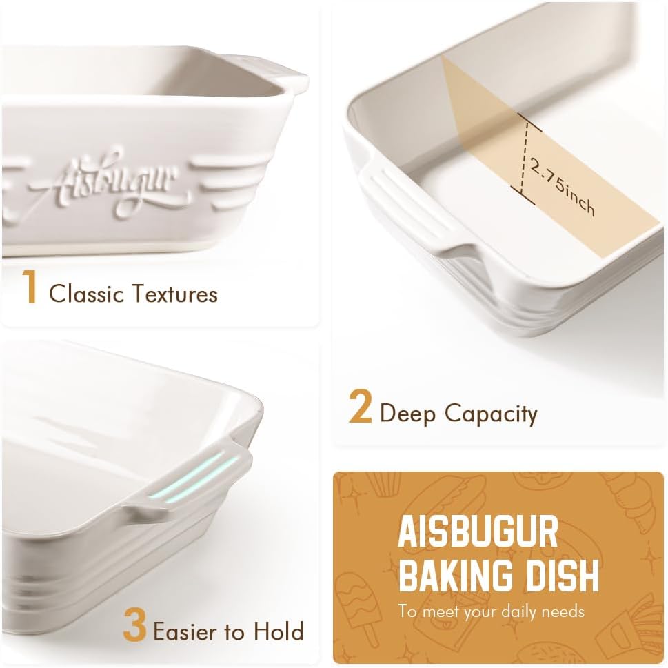 Casserole Dishes for Oven,9x13 Ceramic Baking Dish,4.2 Quarts Large Lasagna Pan with Handles Deep and Large Capacity,Durable Bakeware for Lasagna, Home Decor, Wedding Gift, White - HomeSpice