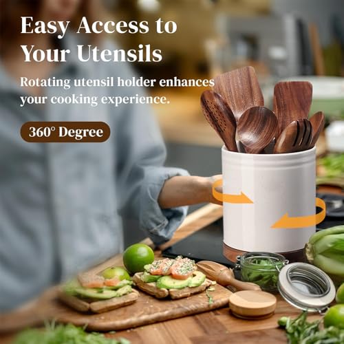7.6" 360° Rotating Utensil Holder (White Specks / 7.6 Inch)