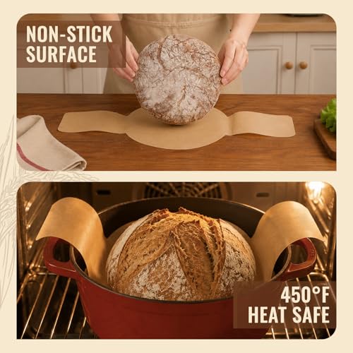Disposable Sourdough Parchment Bread Sling for Dutch Oven 30 Pcs (Unbleached / 30-Round)