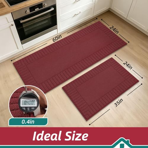 Kitchen Rugs Non Slip Washable 2PCS (15.83 Sq Ft)