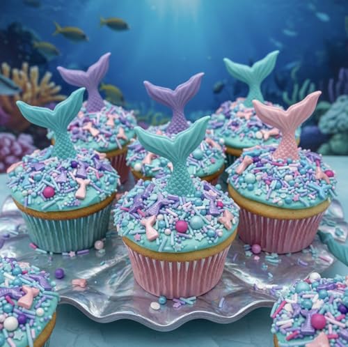 Sprinkles Edible Cake and Cupcake Sprinkles with Assorted Shapes and Sizes for Parties (Mermaid)
