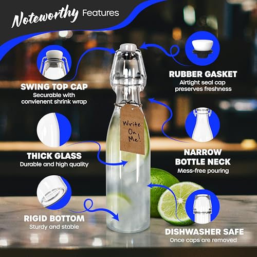 12 Oz Swing Top Glass Bottles with Airtight Lid 12 Pack Bundle (12 Pack - Round)