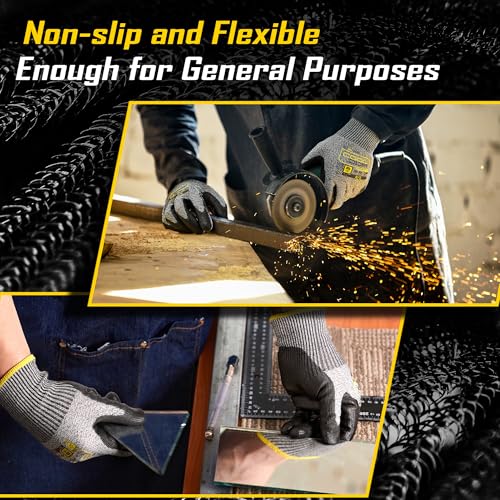 12 Pairs A6 PU Cut Resistant Safety Work Gloves with Grip (Small (Pack of 12))