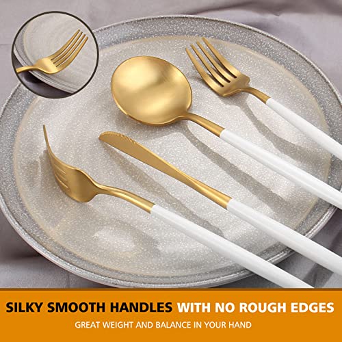 Matte White Gold Silverware Set (Whitegold / 40-piece)