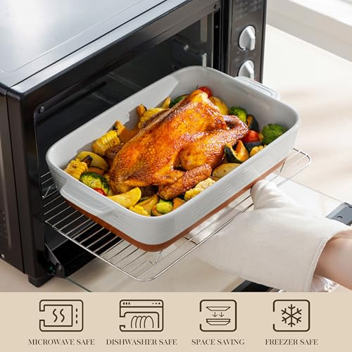 Large 9x13 Ceramic Baking Dish with Handles