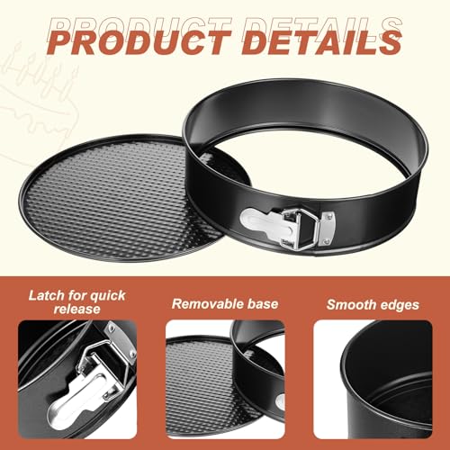 4 Pcs 10 Inch Non Stick Springform Pan with Removable Bottom Carbon Steel Round Springform Cheesecake Pan with Stainless Steel Spring Buckles for Baking Kitchens Restaurant (Black / 10 Inch)