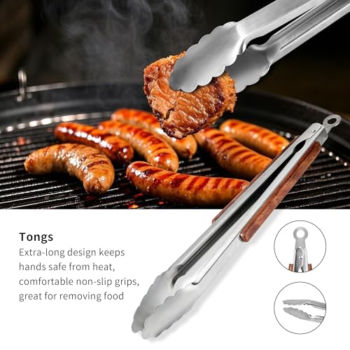 Heavy Duty Grilling Accessories Rose Wooden BBQ Grilling Tools Set (Grill Set - 3)