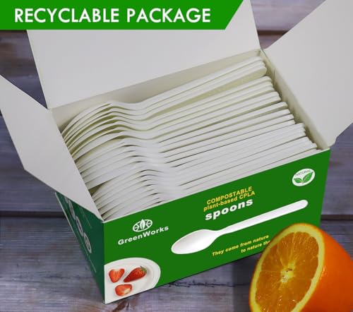 Heavy duty Compostable Spoons (100 Count (Pack of 1) / Spoons)