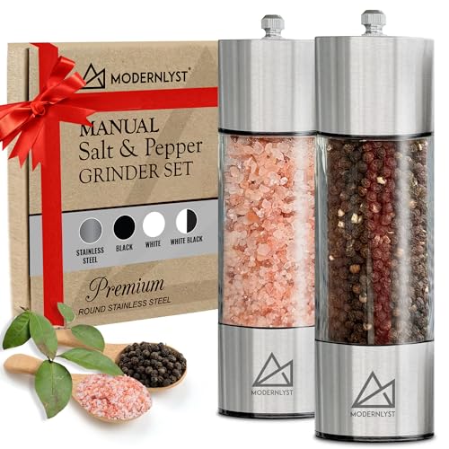 Salt and Pepper Grinder Set Manual 2 Pack (Stainless Steel)