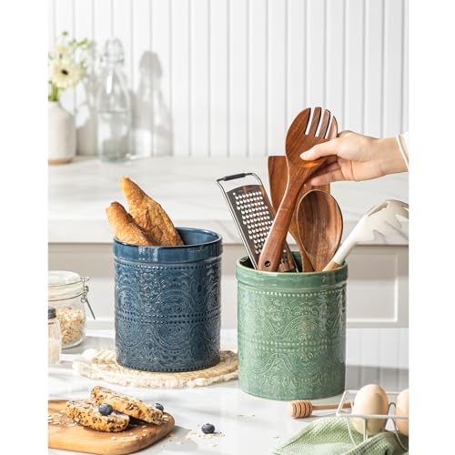 Kitchen Utensil Holder (Reactive Blue (Lace Emboss))
