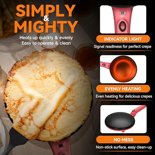 Instant Crepe Maker with Handle (Crepe Maker (Red))