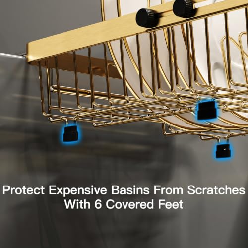 Gold Expandable Dish Drying Rack Over The Sink with Anti Slip Grip (Gold / For 13-30" W Sink)