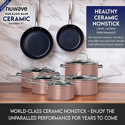 Healthy Duralon Blue Ceramic Nonstick Cookware Set (Dusty Pink / 12pc Cookware Set / Cookware Set)