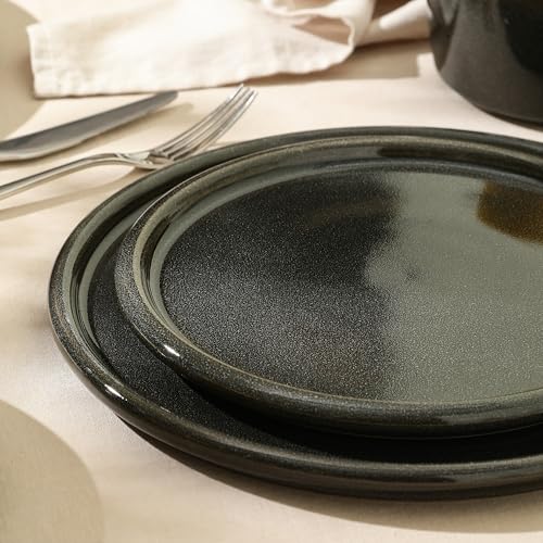 Eden 4 Piece Dinner Plate Set Stoneware (Charcoal Grey / 4-Piece - Dinner Plate)