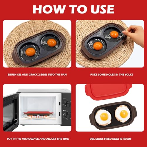 Microwave Egg Cooker & Poacher Maker for 2 Eggs (Red)