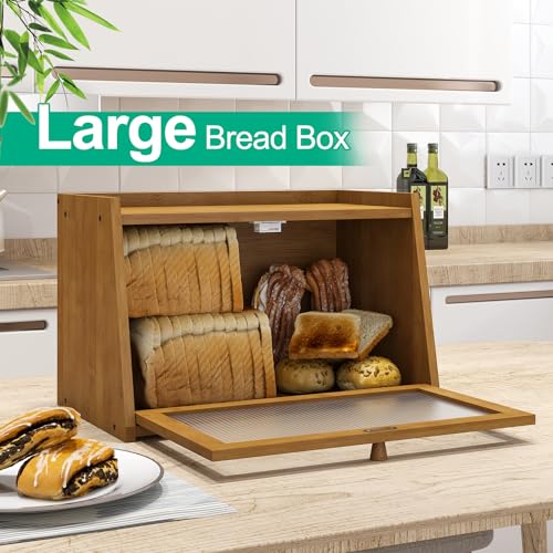 Bread Box for Kitchen Counter (Brown / Medium-1_Tier)